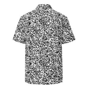 QR Code Barcode Data Matrix Pattern, Adult Unisex All-Over Relaxed Fit Button Up Hawaiian Shirt, Moisture Wicking UPF50+ Material, IT Gift