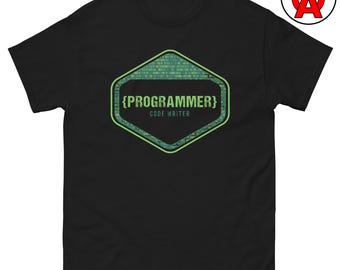 Programmer T-Shirt, Code Writer Graphic Shirt, Binary Classic TShirt, Digital Casual Top, Tech Crew Neck Tee, Matrix Unisex Shirt