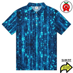 Polo Matrix, Code Slim Fit, Camisa de golf digital, Camiseta de tenis Hacker, Camisa deportiva binaria, Camisa de manga corta Software, Cyber Stretch