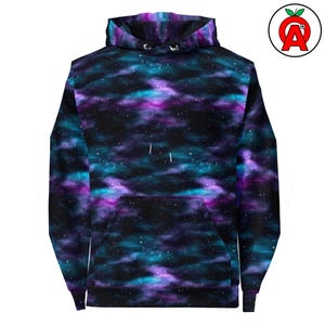 Aurora Borealis Northern Lights, All-Over Adult Unisex Hoodie Sweatshirt, Celestial Sky Gift For Space Nature Astronomy Lovers