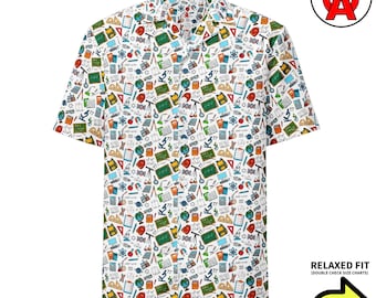 Physics Hawaiian Shirt, Lab Short Sleeve Button Down, Mathematics Relaxed Fit Shirt, Chemistry Adult Unisex Shirt, Quick Dry, UPF50+ Materia