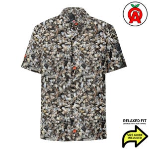 Shotgun Shell Hawaiian Shirt, Ammo Adult Unisex Shirt, Clay Relaxed Fit Shirt, Skeet Short Sleeve Button Down, Shooter Aloha Top, Quick Dry,
