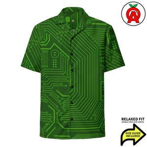 Circuit Board Hawaiian Shirt, Adult Unisex All-Over Relaxed Fit Button Up Shirt, Engineer Gift, Tech Lover Aloha, Geek Beach Wear