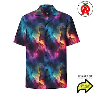 Deep Space Hawaiian Shirt, Galaxy Adult Unisex Short Sleeve Shirt, Outer Space All-Over Relaxed Fit Button Down Shirt, Nebula Relaxed Fit