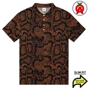 Snakeskin Polo Shirt, Reptile Slim Fit, Scale Golf Shirt, Cobra Tennis Top, Python Athletic Shirt, Serpent Short Sleeve Unisex Shirt