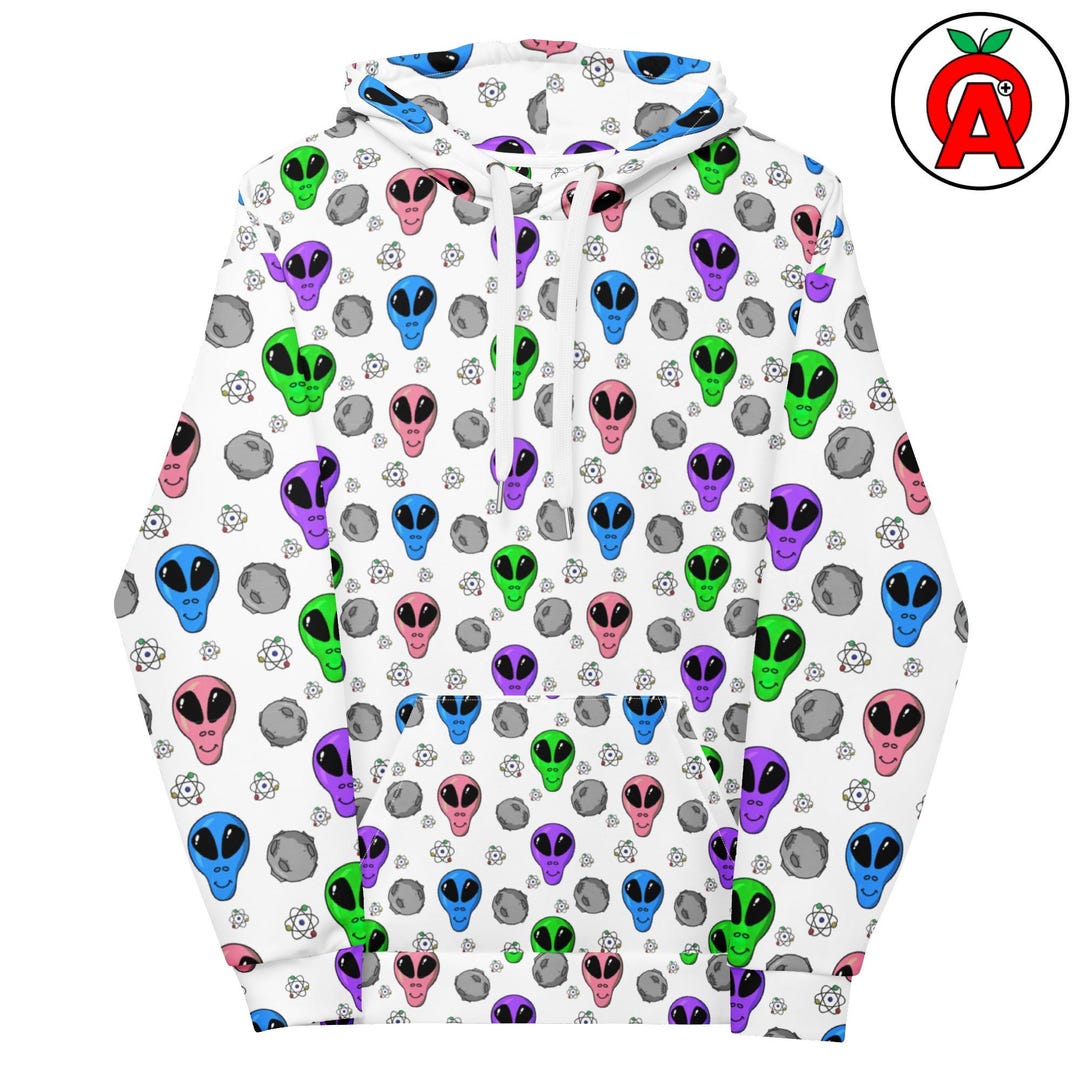 Alien UFO Space Pattern, All-over Adult Unisex Hoodie Sweatshirt ...