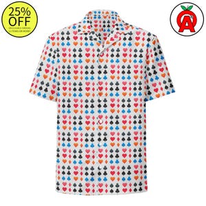 Camisa hawaiana con botones y temática de póquer - Adulto unisex - Regalos para entusiastas del póquer, fanáticos de los casinos, amantes de los juegos de cartas, fanáticos de los trucos de magia