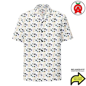 Shirt printplaat, volwassen unisex, relaxte pasvorm, button-up, Hawaiiaans shirt, vochtafvoerend, materiaal UPF50+, techneut ingenieur coder cadeau
