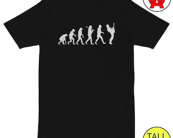 Evolution Graphic Tall T-Shirt, Rocker Guitar Shirt, Music Lover Statement Piece, Funny Minimalist Tee