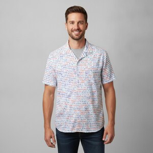 Casual tech-industry style showing off Computer Code Hawaiian Shirt, Programming Button Down, Developer Aloha Shirt, Coding Camp Shirt, JavaScript Beach Top, Resort Wear