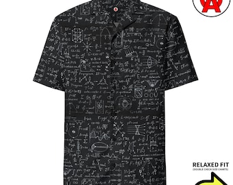 Geek-Chic Mathematical Equations Hawaiian Button-Up Shirt - STEM Apparel for Professors & Engineers Button Up Hawaiian Shirt Relaxed Fit Up