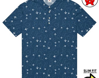 Airplane Polo Shirt, Plane Polo, Aircraft Slim Fit, Aviation Golf Shirt, Pilot Tennis Top, Biplane Shirt, Vintage Short Sleeve Unisex