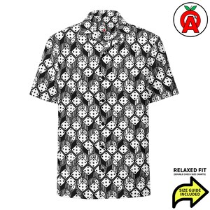 Dice and Domino Pattern Hawaiian Shirt, Adult Unisex Short Sleeve All-Over Relaxed Fit Button Down Aloha Shirt