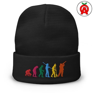 Evolution of a Trap Shooter Embroidered Beanie - Gift for Skeet & Sporting Clay Enthusiasts - Shotgun Sports Apparel for Winter Adventure