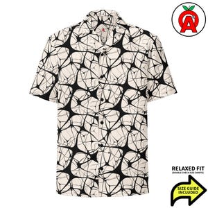 Camisa havaiana com estampa de rede neural para ciência de dados, tamanho adulto unissex, manga curta, modelagem relaxada e fechamento frontal com botões.