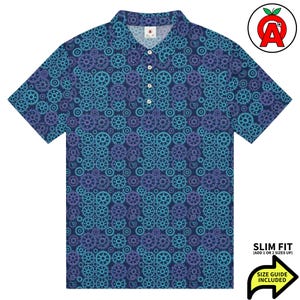 Gears Polo Shirt, Mechanical Slim Fit, Engine Golf Shirt, Machinist Tennis Top, Industrial Athletic Shirt, Technical Short Sleeve Unisex