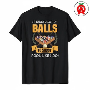 Pool-T-Shirt, Unisex-Shirt mit Billard-Humor, Grafik-T-Shirt mit Queue-Sportmotiv, Kurzarm-Top „Rack and Roll“