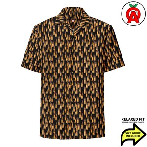 Bullets Hawaiian Shirt, Ammo Adult Unisex Shirt, Firearm Relaxed Fit Shirt, Weapon Short Sleeve Button Down, Range Aloha Top, Quick Dry, UPF