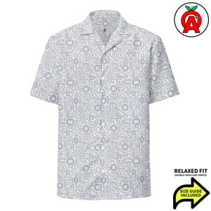 Circuit Board Hawaiian Shirt, Microchip Button Down, Tech Aloha Shirt, Electronic Camp Shirt, Geometric Button Up, Modern Beach Top
