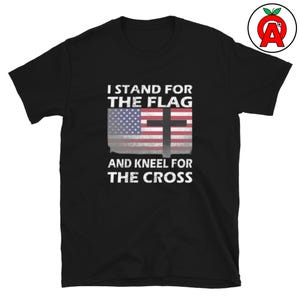 Stand for the Flag, Kneel for the Cross Patriotic Unisex Tee - Faith Gift - Soft 100% Cotton - Adult T-Shirt - Patriotic Shirt - Flag Cross