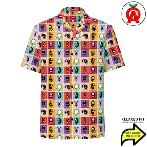 Camisa hawaiana con caras de extraterrestre: camisa premium con botones para amantes de los ovnis y el espacio.