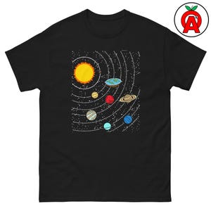 Flat Earth Solar System Graphic Tee, Adult Unisex Classic T-Shirt, Gift for Science Lovers, Space Enthusiasts, Conspiracy Theorists