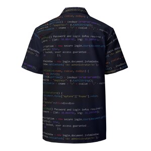 Patrón de código de programación informática, camisa unisex holgada para adultos, hawaiana para programadores, ropa informal para programadores tecnológicos, regalo para geeks. imagen 3