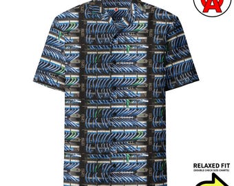 RJ45 netwerkkabel Hawaïhemd, Ethernet button-down, Server rack Aloha shirt, IT Tech Camp shirt, Netwerkbeheerder strandtop