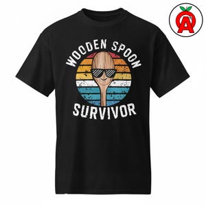 Wooden Spoon T-Shirt, Gen X Humor Unisex Shirt, Retro Nostalgia Graphic Tee, Survivor Joke Short Sleeve Top, Funny Kitchen Crew Neck Tee