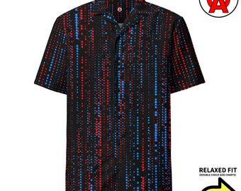 Code Hawaiiaans shirt, Matrix Aloha shirt, Binary button-down shirt, programmeer strandtop, computer tropische resorttop