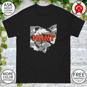 Maglietta unisex Hunt Ohio White Camo Map - Ottima per cacciatori e pescatori