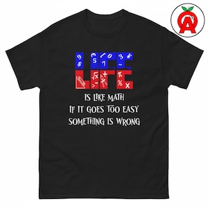 T-shirt met levenswiskunde-opdruk, T-shirt met vergelijkingen-afbeelding, klassiek wiskunde-T-shirt, humoristisch casual topje, STEM-T-shirt met ronde hals, unisex T-shirt met statistiek-opdruk