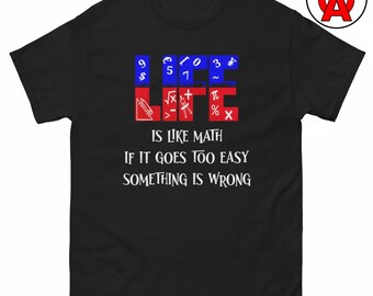 Maglietta Life Math, maglietta con grafica di equazioni, maglietta classica di matematica, top casual umoristico, maglietta girocollo STEM, maglietta unisex di statistica