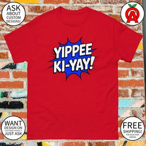 Bold Comic Style Yippee Ki-Yay Christmas Classic Movie Tee - Unisex Western Action Pop Culture T-Shirt