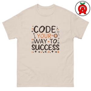 Koszulka „Koduj swoją drogę do sukcesu”, koszulka z grafiką do programowania, klasyczna koszulka do kodowania, swobodna koszulka techniczna, koszulka z okrągłym dekoltem „Innowacja”