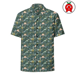 Vibrant Dinosaur Hawaiian Shirt - Premium Button-Up for Dinosaur Lovers, Paleontologists & Science Fans - Ideal Summer Gift for Fossil