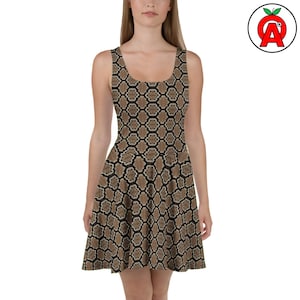 Bold Snakeskin Skater Dress for Reptile Lovers & Herpetologists - Exotic Wildlife Fashion Statement for Snake Fans - Pet Owners