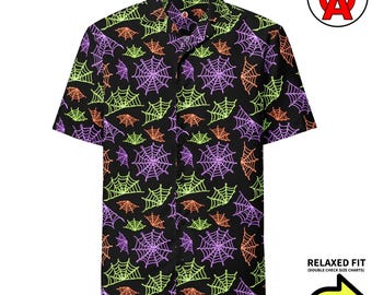 Spinnennetz-Hawaiihemd, Spinnennetz-Alohahemd, Gothic-Hemd mit Spinnennetz-Motiv, Halloween-Camp-Hemd, Strand-Top mit Spinnennetz-Motiv, Urlaubshemd mit Spinnennetz-Motiv