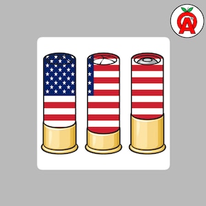 American Flag Shotgun Shells, Vinyl Bubble-Free Sticker, Patriotic Broken Clay Pigeon Design For Shooting Sports And Second Amendment