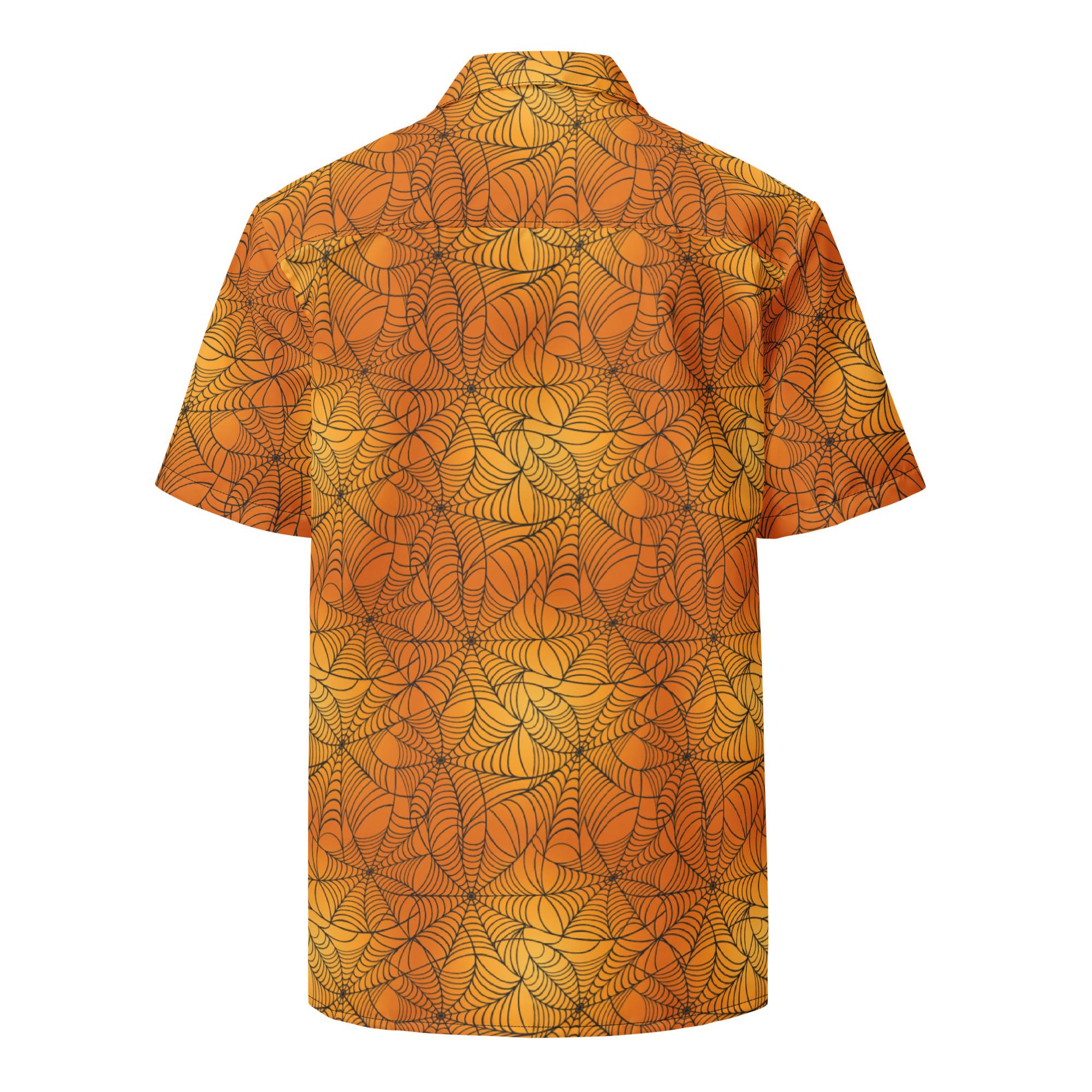 Spiderweb Hawaiian Shirt Button Down, Cobweb Aloha Shirt, Gothic