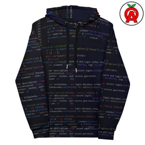 Code Pattern AOP Hoodie, Programming Unisex Top, Developer Graphic Pullover, Tech Humor Soft Sweater