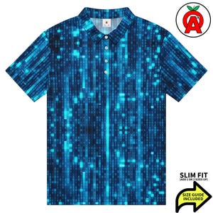 Matrix Polo Shirt, Code Slim Fit, Digital Golf Shirt, Hacker Tennis Top, Binary Athletic Shirt, Software Short Sleeve, Cyber Stretch