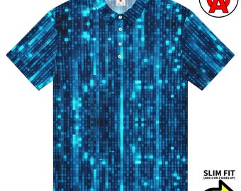 Matrix Polo Shirt, Code Slim Fit, Digital Golf Shirt, Hacker Tennis Top, Binary Athletic Shirt, Software Short Sleeve, Cyber Stretch
