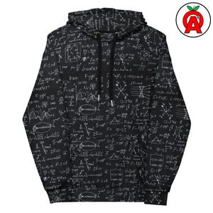 Hoodie mit mathematischen Gleichungen (AOP), Unisex-Top mit Algebra-Motiv, Pullover mit Analysis-Grafik, weicher Physik-Pullover