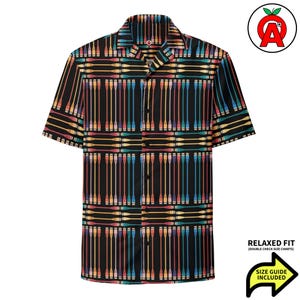 RJ45 Cable Cord Pattern, Adult Unisex All-Over Relaxed Fit Button Up Shirt, Moisture Wicking UPF50+ Material, Network Engineer, Data Center