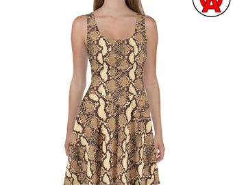 Snakeskin Print Chiffon Dress Size S, Animal Python Snake Print, Above the  Knee Dress, Autumn Fall Casual Dress, Lightweight Tunic Dress - Etsy