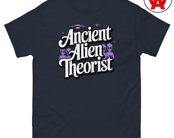 T-shirt met opdruk van een aanhanger van de theorie over oude buitenaardse wezens, unisex shirt met grafische print over de UFO-samenzwering, paranormaal sciencefiction-shirt, cadeau voor ufologists