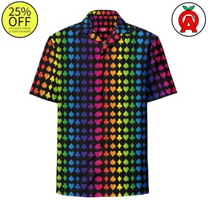 Hawaii-Hemd mit Knöpfen für Poker-Themen - Erwachsene Unisex - Geschenke für Poker-Enthusiasten, Kasino-Fans, Kartenspiel-Liebhaber, Zaubertrick-Fans