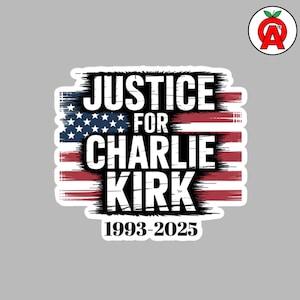 Justice For Charlie Kirk 1993-2025 American Flag Graphic, Waterproof Graphic, Vinyl Bubble-Free Water-Proof Sticker, Memorial Gift