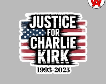 Sprawiedliwość dla Charliego Kirka 1993-2025 Grafika z flagą amerykańską, wodoodporna grafika, wodoodporna naklejka winylowa bez pęcherzyków powietrza, upominek pamiątkowy
